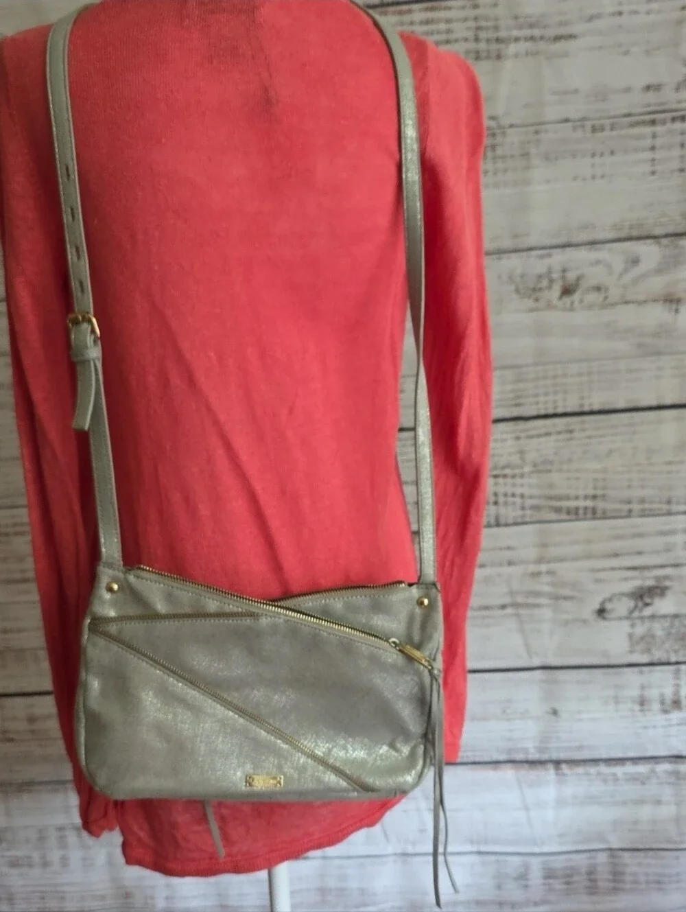 Joe's Jeans Gold Metallic Cream Crossbody with Gold Accents